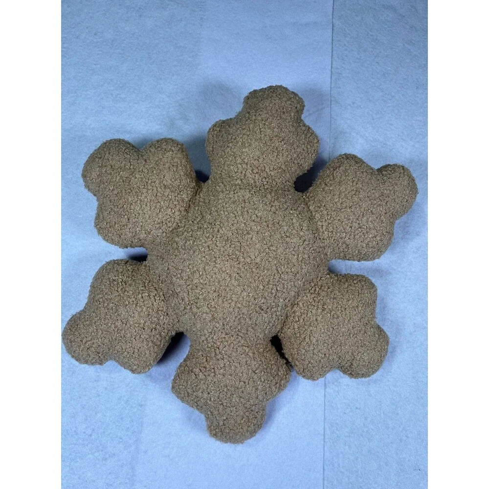 Snowflake Plush Throw Pillow Brown White Sherpa Christmas Winter Holiday Decor